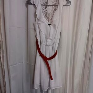 A Byer NWT White SZ S Dress Ruffled Design With Lace Back